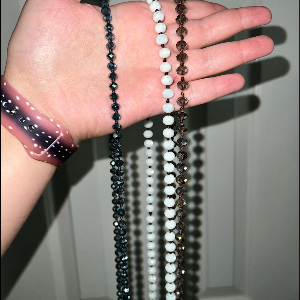 3 long beaded necklaces